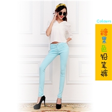 菲伦斯店长推荐糖果色铅笔裤女式韩版时尚休闲混搭彩色铅笔裤