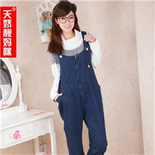 韩版时尚秋冬孕妇装孕妇背带裤牛仔裤子孕妇托腹背带长裤批发