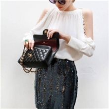 2013春款新品欧美立领衬衫大牌长袖衬衫珍珠扣露肩雪纺衫