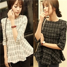 2013秋装鱼尾下摆粗花呢七分袖收腰显瘦小洋装上衣短款连衣裙