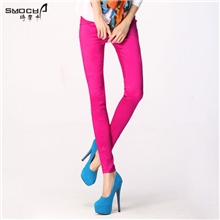 比尚女裤2013秋装新款韩版糖果色修身显瘦荧光打底裤小脚裤潮