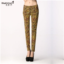 比尚女裤2013秋装新款欧美印花修身花裤小脚裤长裤女13851