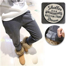 不倒绒刺绣加厚冬宽松运动裤女