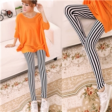 韩国打底裤批发黑白竖条纹加绒打底裤秋冬加厚打底裤打底裤