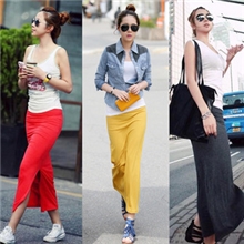 秋冬半身裙韩版包臀侧面开叉糖果色韩国半身裙长裙半身裙