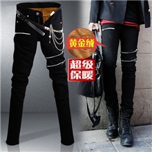 黄金绒男士加厚加绒牛仔裤男裤子修身直筒保暖长裤休闲秋冬款潮