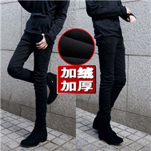 2013冬季新款加绒加厚保暧男装小脚紧身裤中腰韩版男式牛仔裤黑色