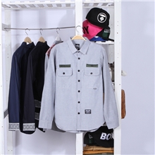 潮牌批发NHIZ余文乐明星同款男士秋冬装长袖衬衫批发衬衫男