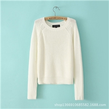 2013年秋冬欧美款气质白色长袖套头女式毛衣