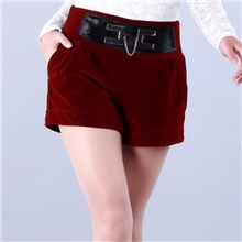 2013秋冬短靴裤新品拼皮百搭女呢料短裤韩国高腰厂家直销批发