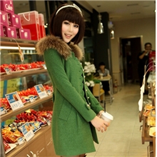 韩版女装2013秋装新品韩版新款中长款修身秋冬毛呢外套呢子大衣女