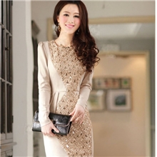 供应服装2013秋装新款修身显瘦纯色针织秋款连衣裙子长袖连衣裙