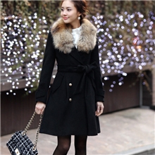 2013新款双排扣腰带收腰修身显瘦淑女毛呢大衣外套