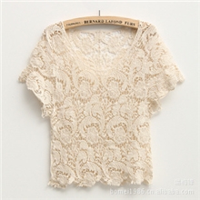 VIVI森林系套头日系甜美手工钩花罩衫蕾丝镂空罩衫针织衫