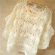 2013秋季日系新款甜美编织条纹镂空钩花宽松蝙蝠袖针织衫女罩衫