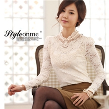 女装批发大码蕾丝打底衫批发长袖蕾丝打底衫胖mm秋冬装衬衫