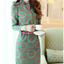 2013欧美秋装新款大码收腰单排扣立领长袖连衣裙配腰带