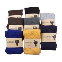 2013批发韩版纯棉加厚加绒膝盖补丁小猫刺绣靴裤打底裤批发