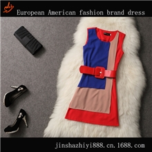 2013欧洲站时尚夏季新款连衣裙拼接新款连衣裙个性新款连衣裙
