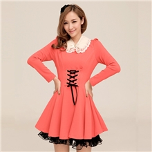 2013秋冬气质女装新款绑带打底韩版修身荷叶边长袖连衣裙淘宝代理