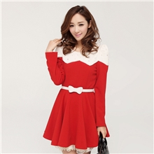 2013秋冬新款长袖连衣裙秋冬大码显瘦裙子赠腰带女装代理一件代发