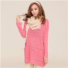 秋季新品韩国复古甜美纯色镂空针织衫罩衫网店女装代理服装代销