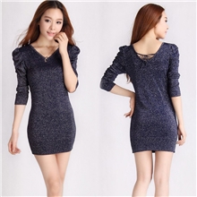 2013秋季女装新品金丝针织衫韩版修身气质长款包臀打底针织衫薄款