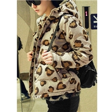 2013新款时尚豹纹修身棉袄韩版女装外套棉衣加厚版
