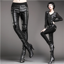 2013新款打底裤欧洲站拼皮时尚小脚铅笔裤