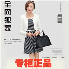 13秋装新款韩版OL两件套长袖连衣裙条纹高腰显瘦品牌女装批发