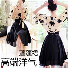 秋装新款连衣裙韩版修身两件套连衣裙韩国棉麻刺绣连衣裙批发