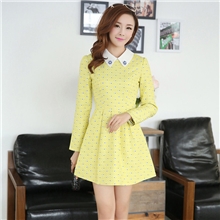 实拍2013秋装新款女装韩版甜美立领长袖修身提花连衣裙