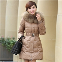 冬季爆款正品女装中长款大貉子毛领修身羽绒棉棉服厂家直销