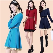 秋款新品韩版修身气质打底裙子显瘦针织长袖连衣裙女装批发