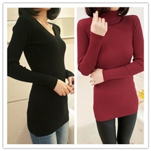 101802013秋装新款V领针织衫毛衣女韩版修身显瘦打底衫