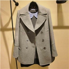 欧美2013秋冬新款西装领中长款呢大衣女修身妮子毛呢外套尼外套