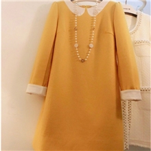 2013秋冬新款韩国代购长袖连衣裙大码秋装连衣裙女气质毛呢连衣裙