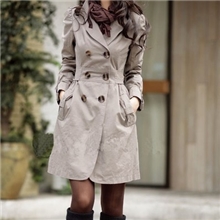 20130578#新款韩版时尚休闲双排扣外套风衣(现货）