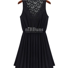 6395#欧美新款名媛性感蕾丝复古撩人堆堆领松紧腰连衣裙