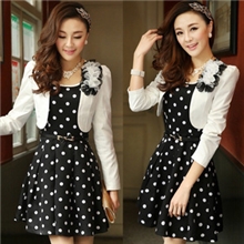 2013秋装新款修身两件套圆点OL甜美连衣裙(送腰带）
