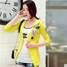 2013秋装新款韩版英伦徽章薄款修身七分袖小西装外套女