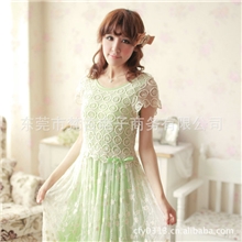 Y48014热卖韩版新品夏装2013蕾丝外套显瘦优雅长裙2件套一件代发