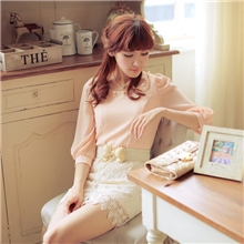 2013新款秋冬拼接女雪纺粉色连衣裙9067配腰带韩版女装一件代发