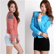 2014热销皮衣短款水洗PU皮夹克欧美圆领修身机车服外套