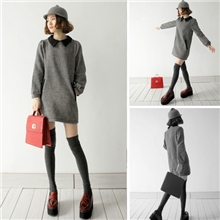 2013秋装新款女韩版学院风格格子修身针织连衣裙打底裙L013