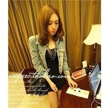 热销秋装女装怀旧复古长袖短韩国牛仔外套批发9010