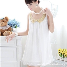 降！夏季新款韩版韩版孕妇装大码胖MM白色小金领雪纺连衣裙F2795