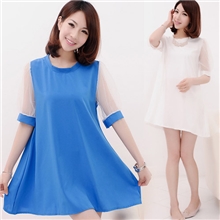 实拍！韩国孕妇装春装时尚新款泡泡袖宽松孕妇连衣裙娃娃款孕妇裙