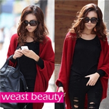 2013新款韩版女装蝙蝠针织开衫长款宽松大码毛衣外套披肩
