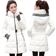 外套反季新款潮修身韩版中长款大领带帽拼接奢华羽绒棉服